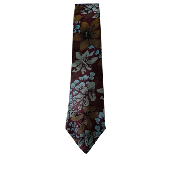 CHRISTIAN DIOR AUTHENTIC Flowers
Design On Maroon Polyester Silk Necktie
Tie - Picture 3 of 12